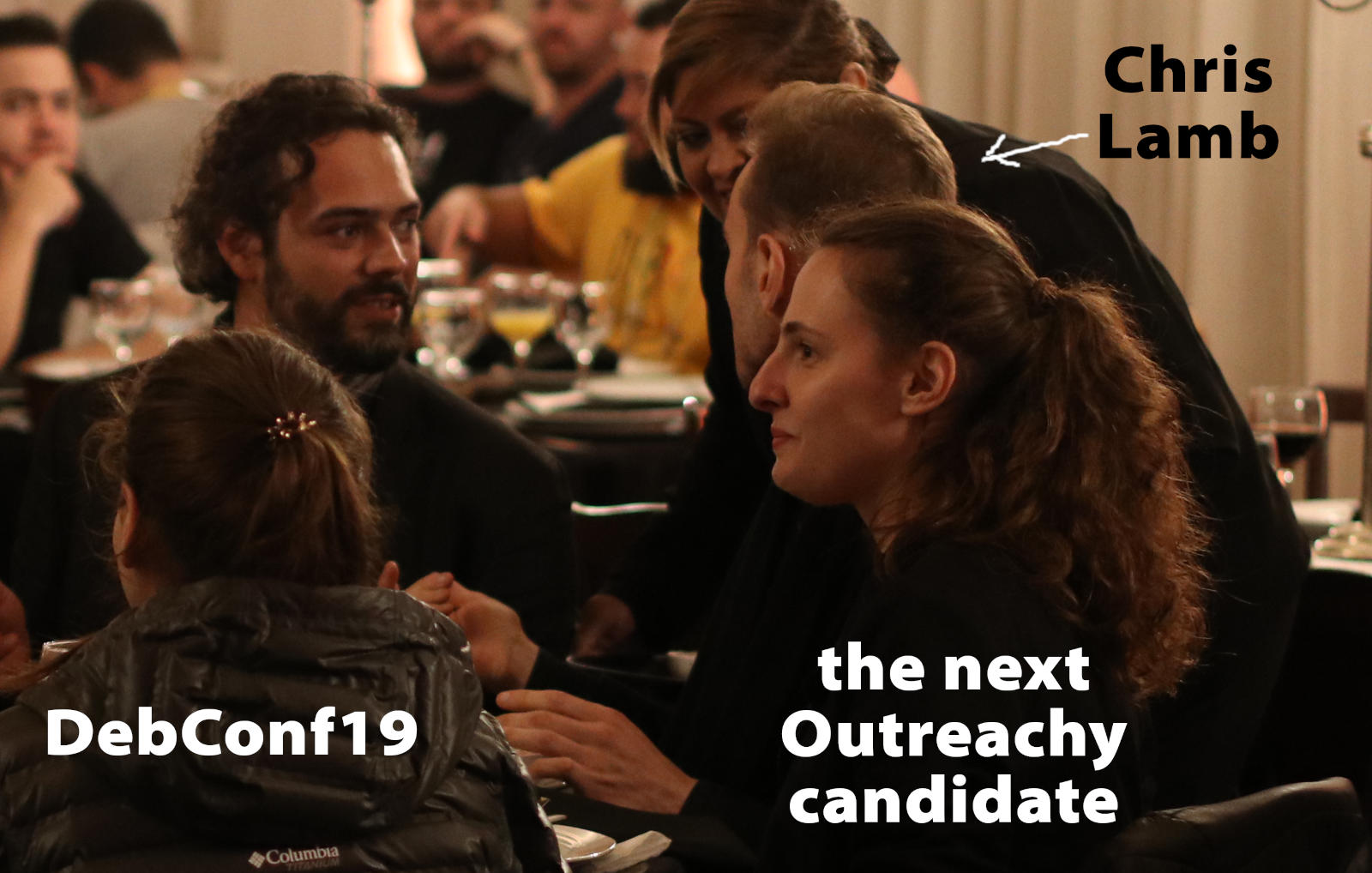 DebConf19, Chris Lamb, lamby, outreachy candidate, dinner date
