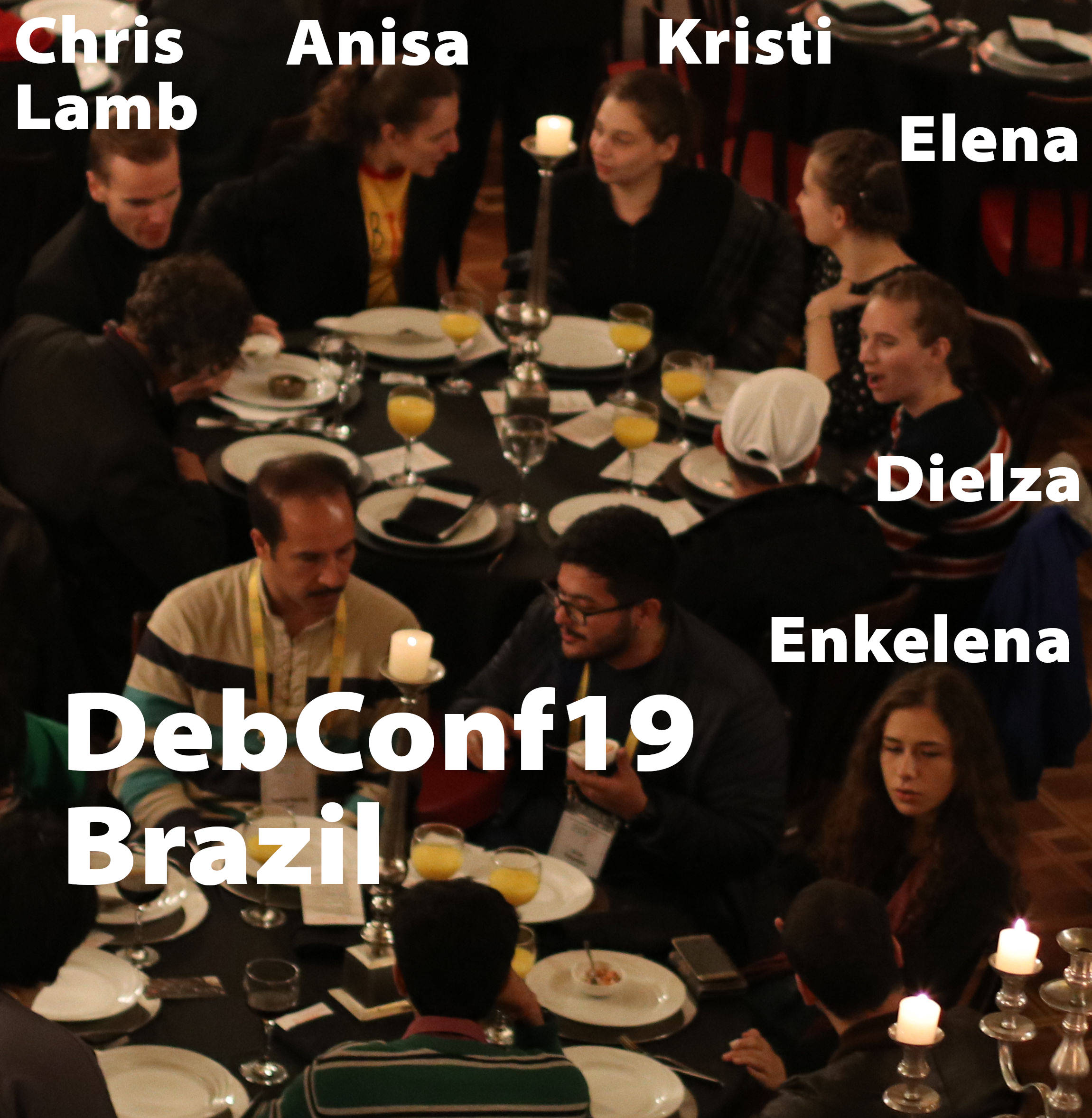 DebConf19, Curitiba, Brazil, dinner, Chris Lamb, albanian women